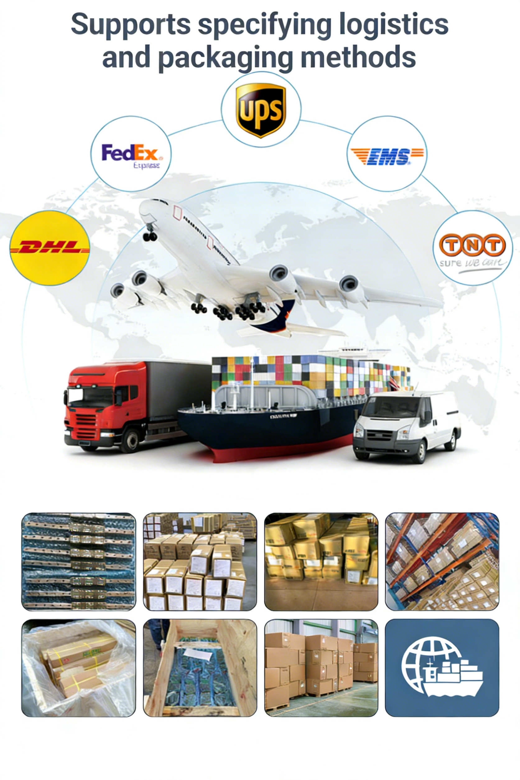 Supports specifying logistics and packaging methods